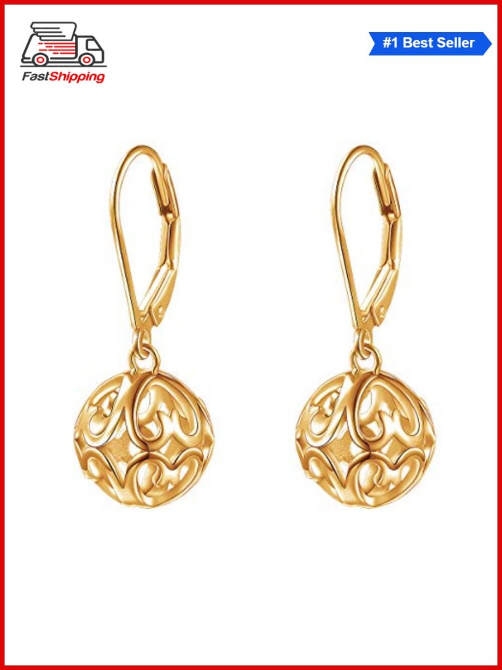 ✨S925 Sterling Silver 18K Gold-Plated Heart Dangle Drop Earrings for Women